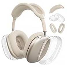 Woyinger Silikonfodral för AirPods Max (2024/2020), klart mjukt TPU-öronkåpor, örondynskydd, pannbandsskydd för AirPods Max (USB-C/belysning), genomskinliga tillbehör för Apple AirPods Max, stjärnljus