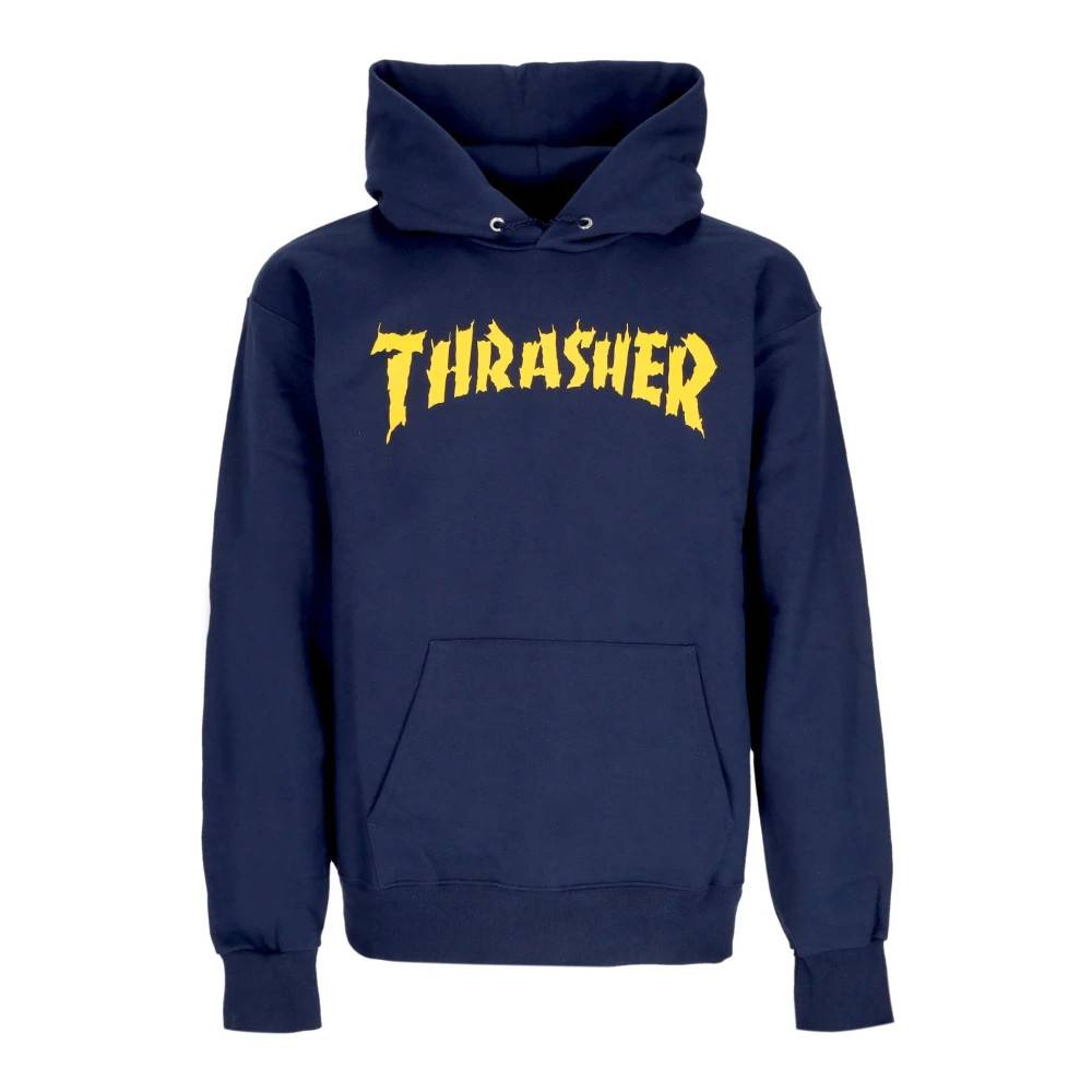 Thrasher Navy Hoodie med Kængurulomme - Sweatshirts - Herre - Blå - XL - Bomuld