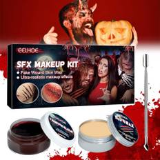 Halloween Special Effects Makeup Set, Ärrvax+Falskt Blod+Dubbel Skrapa, Halloween Makeup Kit Vaxkit För Halloween Makeup Ärr