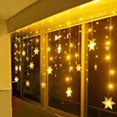 LED ljuskedja, snöflinga fönster, julbelysning inomhus varmvit för jul födelsedag party bröllop, 94 LED ljusförhänge utomhus IP44 24 V låg spänning 8 lägen 3,6 m x 1 m