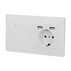 WiFi Smart Switch, Dubbel USB Dold Uttag APP Voice Touch Control Dela Funktionsbrytare Uttag EU Standard AC100 till 240 VAC för Elektroniska enheter