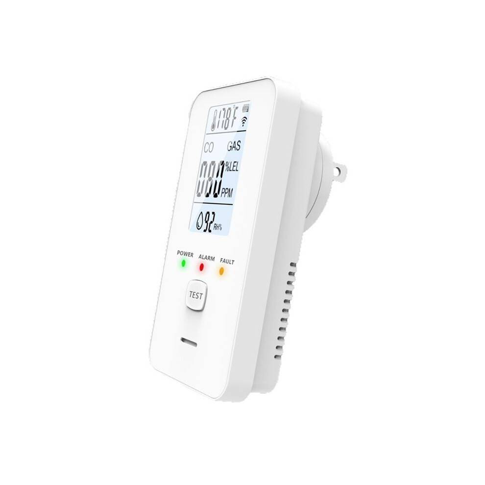 4in1 Gas Detector Carbon Monoxide Detector Temperature Humidity Natural Gas Leak Detector LCD Display for Home RV EU