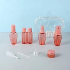 10pcs Empty Red/Blue Flight Size Portable Travel Bottles Set Daily Necessities Toiletry Kit Cosmetic Containers For Lotion Shampoo Spray - Red