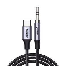 Stereo lydkabel AUX 3,5 mm mini jack - USB-C til telefon tablet 1m sort