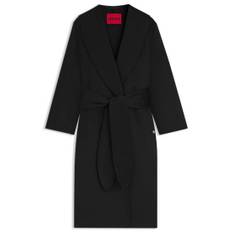 Relaxed-fit robe-style coat with tie-up belt