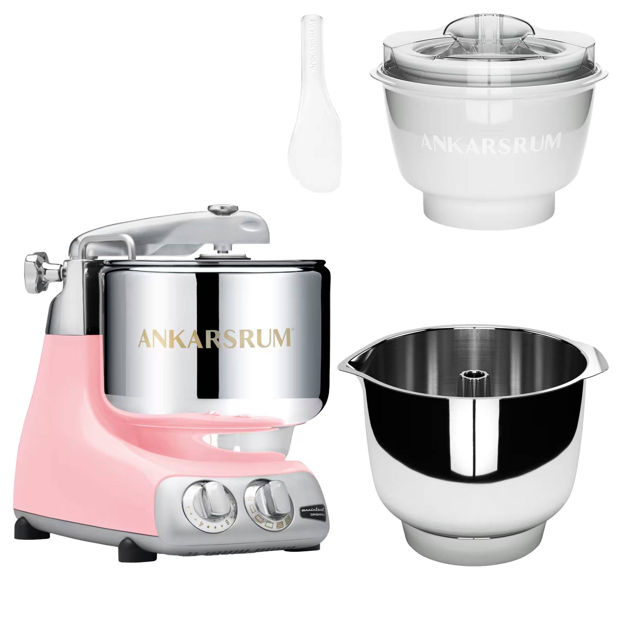 Ankarsrum Assistent Original AKM 6230 køkkenmaskine med istilbehør og ekstra piskeskål, cloudy pink
