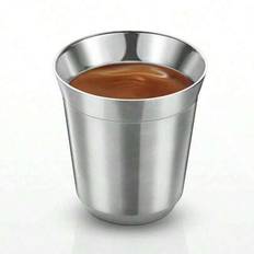 En 1-delad silverfärgad dubbelväggig vakuumisolerad demitassekopp i rostfritt stål, lämplig för espresso, kaffe och te. (L-160ml,S-80ml)