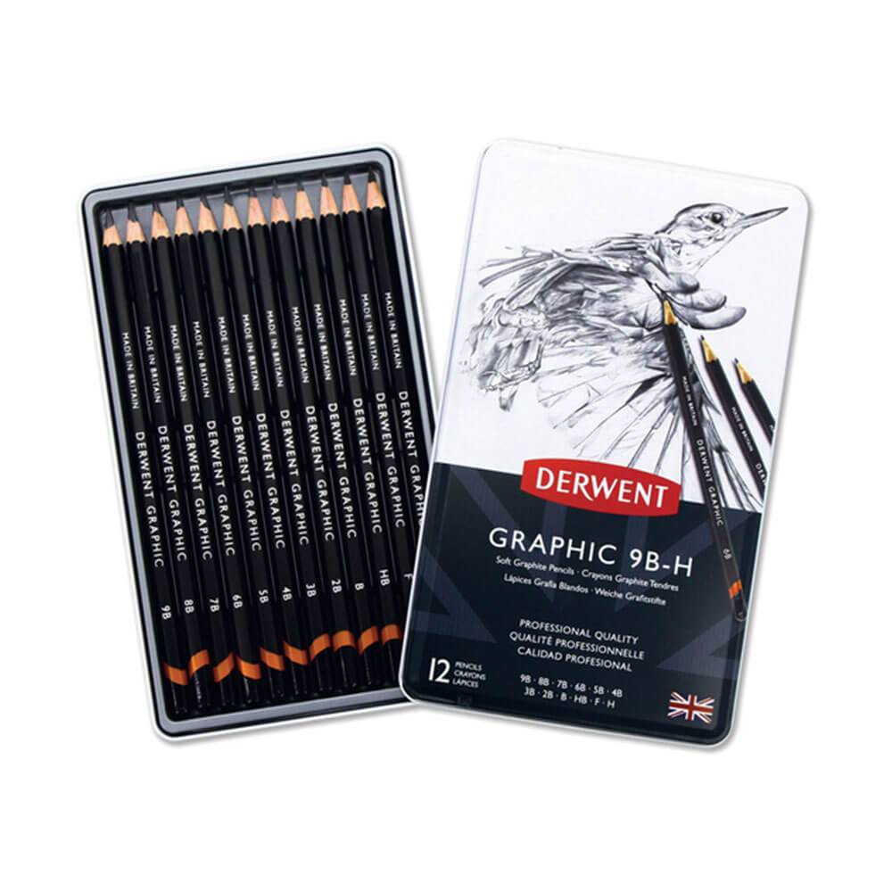 Derwent 9B-H Grafisk Skiss-Blyertspenna (12pk)