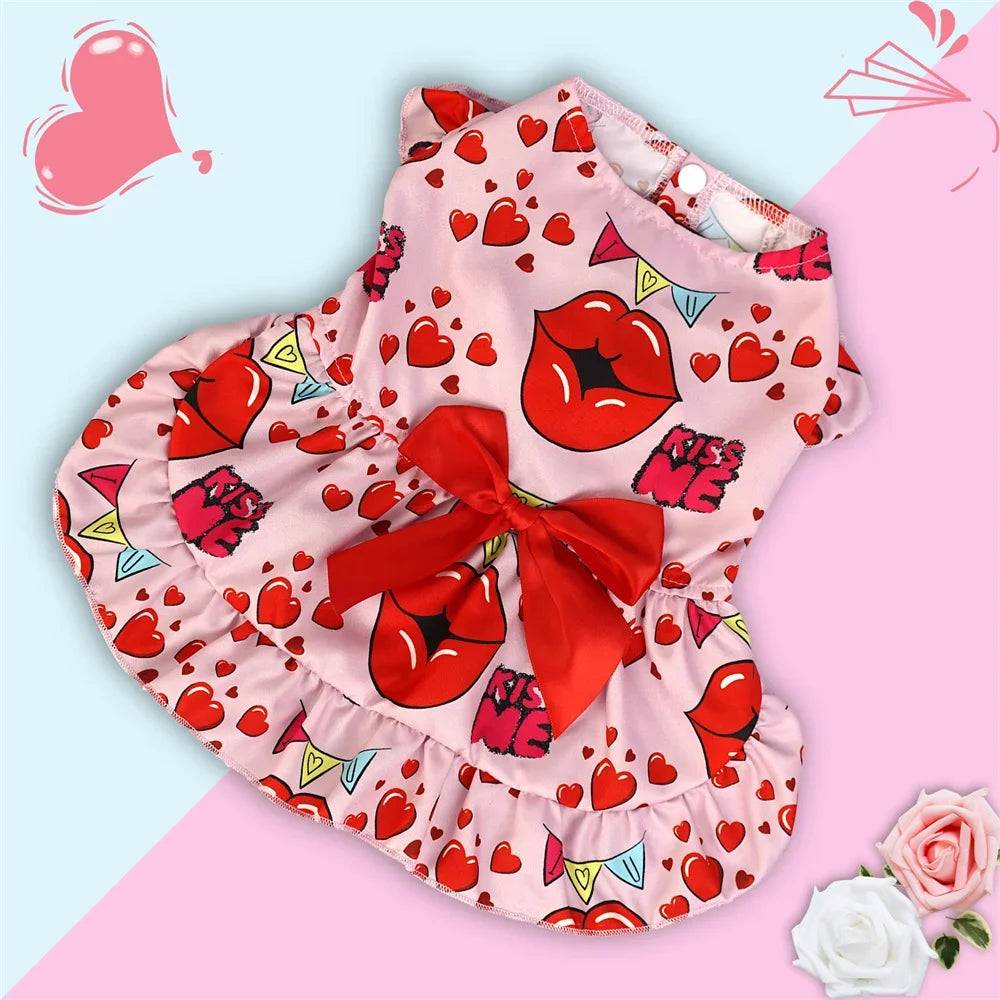 Bow Knot Princess Dress for Small Dogs & Cats - Love Lip / L-suit 3-5kg / SPC (L-suit 3-5kg)