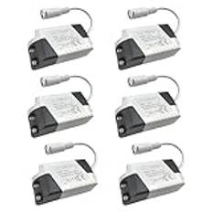 FSLiving LED-transformator 3 W, LED-transformator 230 V till 3–12 VDC, led driver strömförsörjning för LED ljusremsor LED-lampor spotlight, 6-pack PJ0711