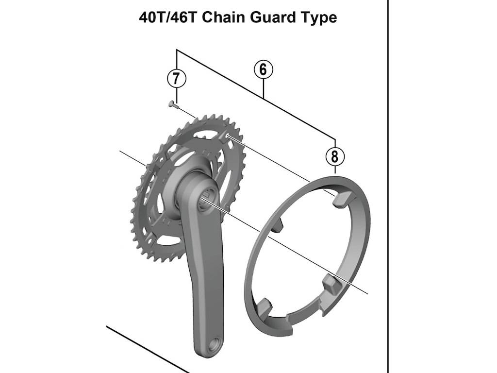 Shimano Cues 46 tands kædeskærm og monteringsskruer til kranksæt model FC-U4010-2