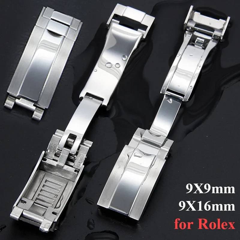 9x9mm Watch Buckle for Rolex DAYTONA SUBMARINER GMT Watch Band Clasp Stainless Steel Fine-tuning Pull Button 9X16mm Buckles