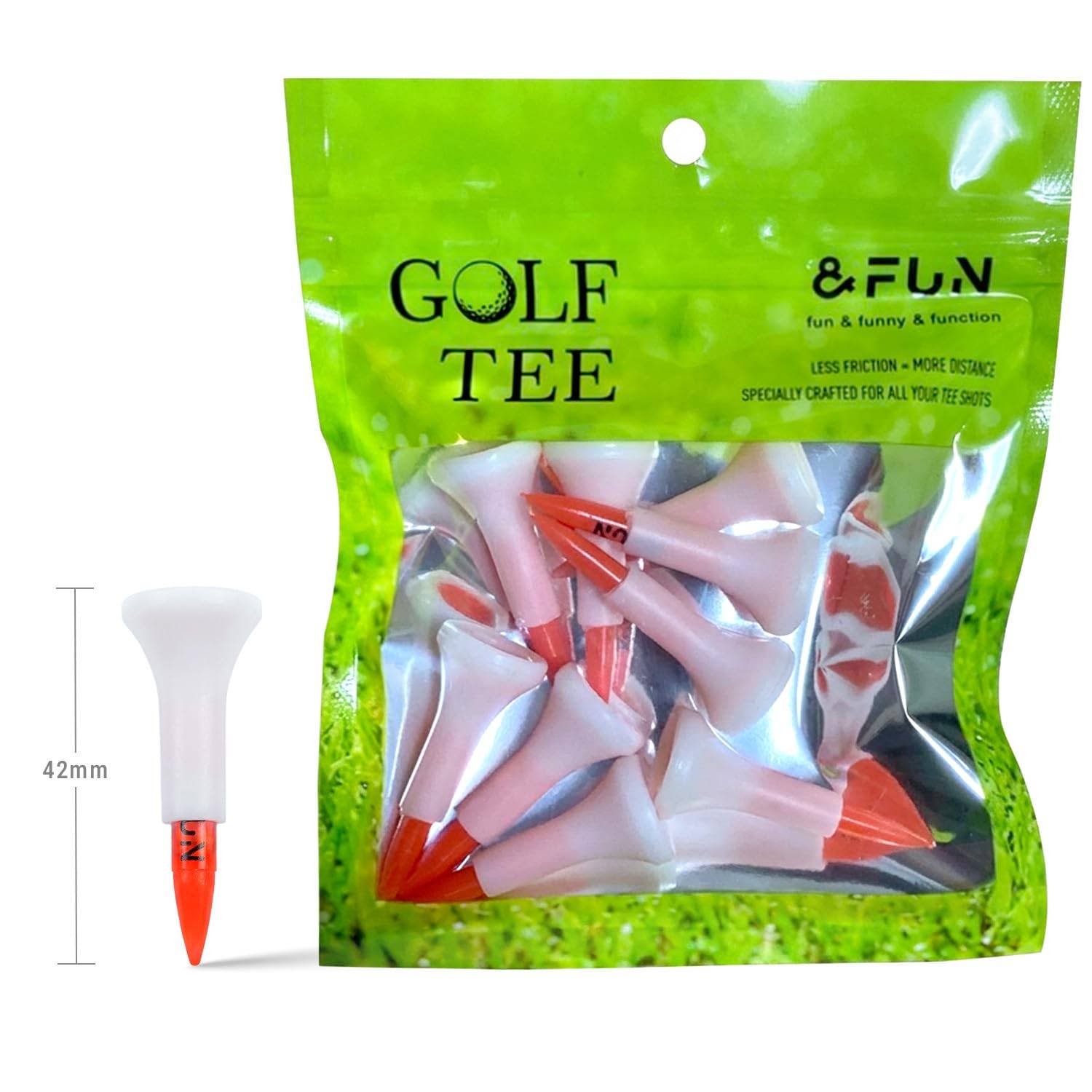 Golf Rubber Short 54mm Fairway Woods Easy to Place Ball On Tees, Head, Tees, 9-Pack (42mm) (For & Hybrids), (42mm, Red)