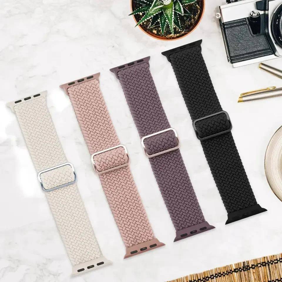 Flätat Solo Loop För Apple Watch Series 10 42MM 46MM Ultra band 40mm 44mm 41mm 49mm 45mm Elastiskt armband iWatch 9 8 7 se band