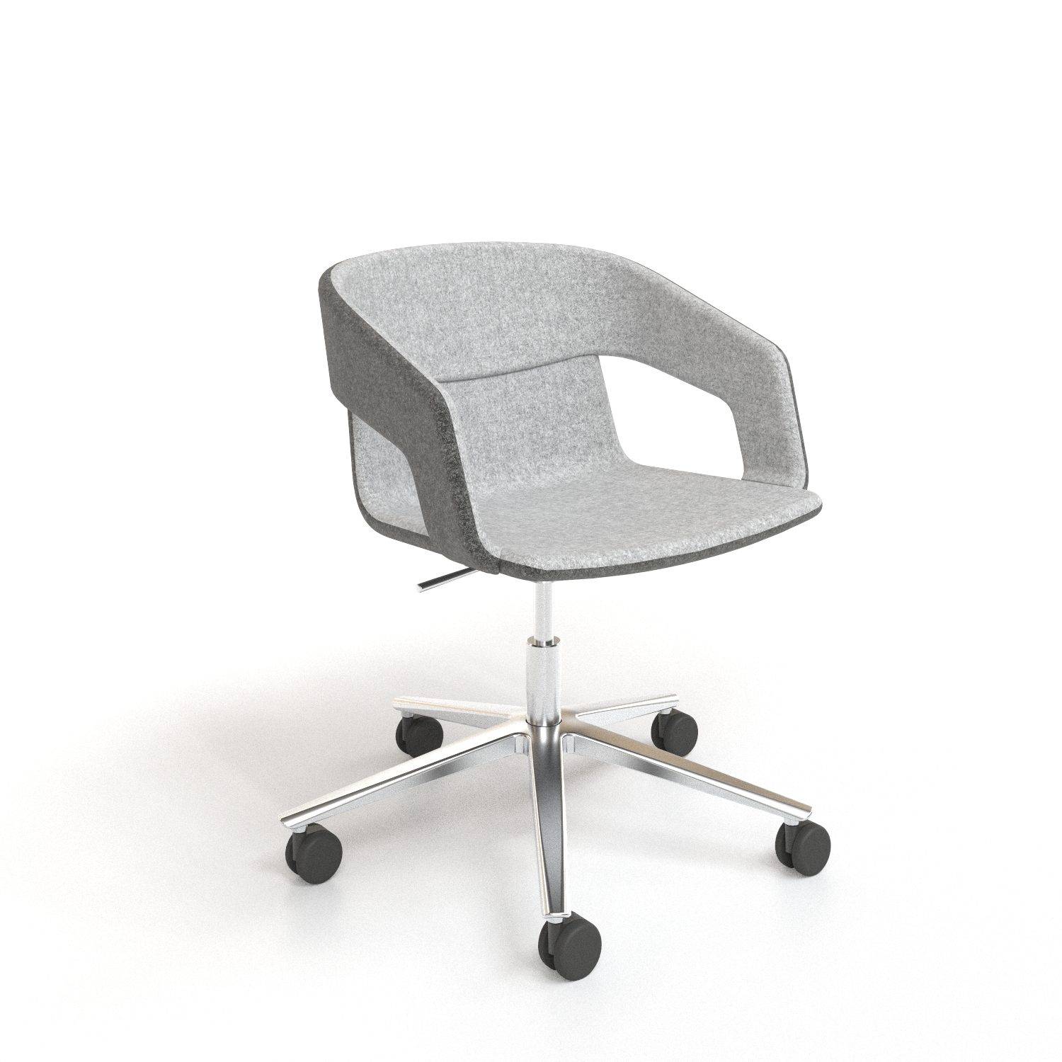 TWIST&SIT Konferencestol, poleret aluminium - Bredde: 73,5 cm, Dybde: 73,5 cm, Højde: 70-83 cm, Sid.