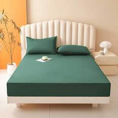 1pc Solid Color Waterproof Fitted Sheet ,Bed Sheet Set Skin-Friendly Mattress Cover, Soft And Comfortable Bed Sheet For Bed ,Mattress Protector, Bedsp - Dark Green - Multi-size