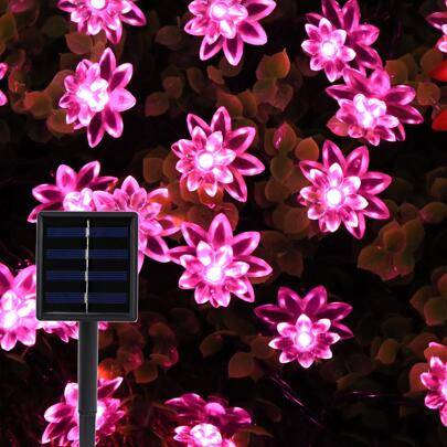 5M 50 LED soldrivna lotusljusslingor, lämpliga för utomhusdekoration i trädgårdskorridorer - Rosa (5 m,4M)