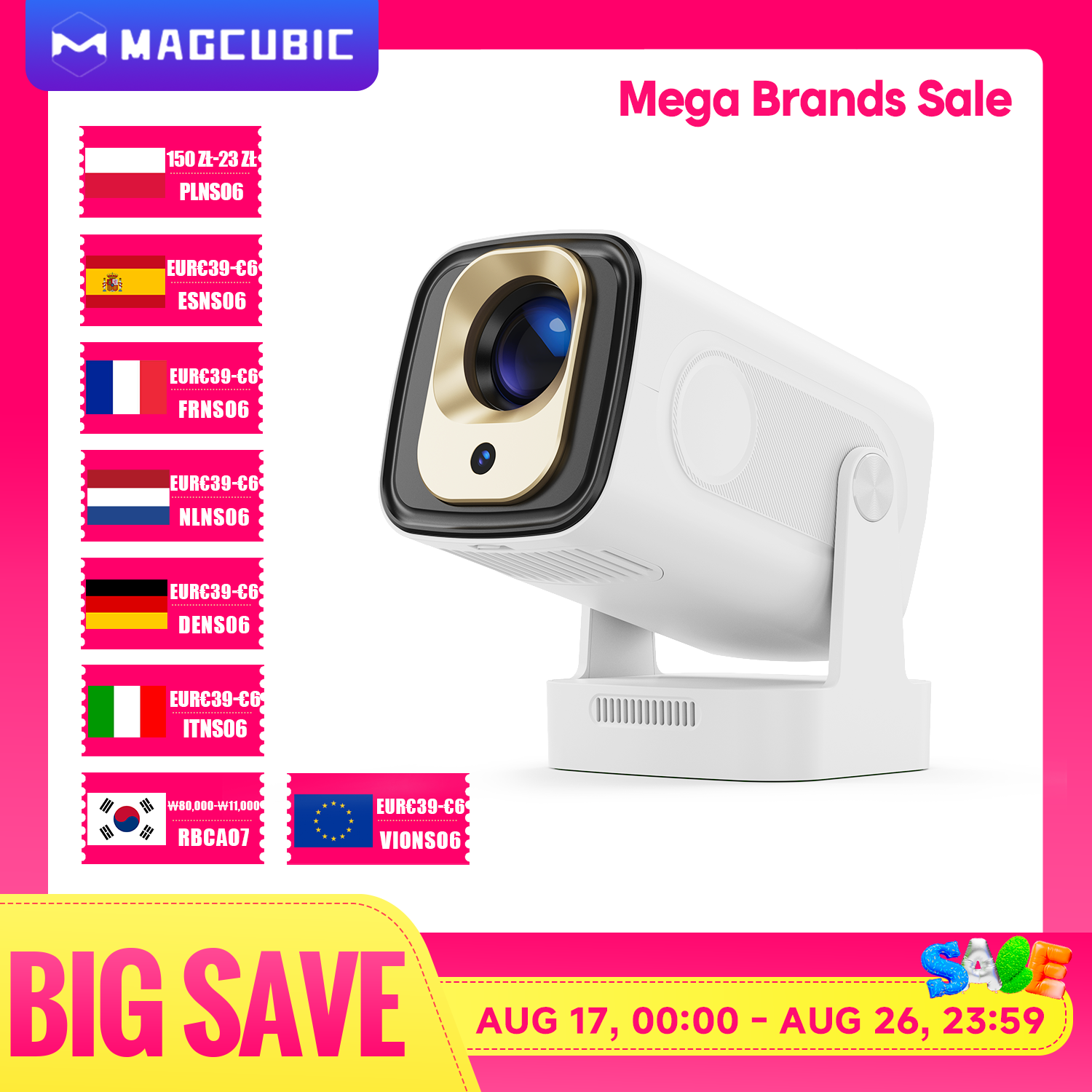 Magcubic HY310 1080P 330ANSI Android11 Mini Projector Auto Focus 4K Native 5W Speaker Air Mouse Voice Assistant Upgrated HY300