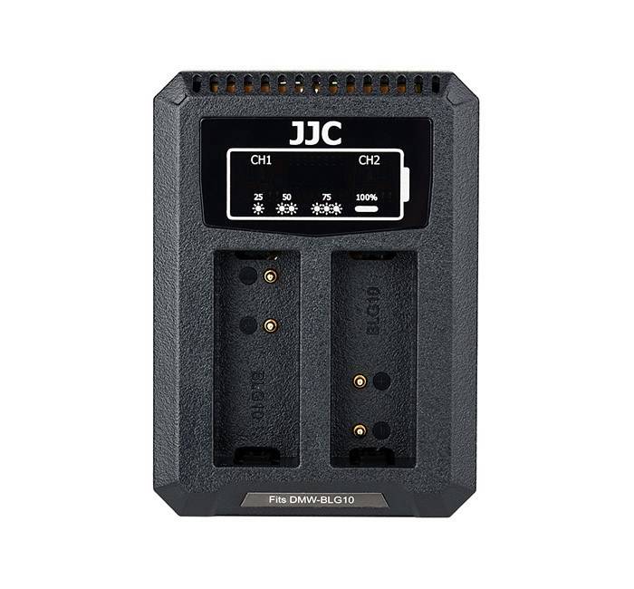 JJC USB-driven dubbel batteriladdare för Panasonic DMW-BLG10/BLE9 Leica BP-DC15