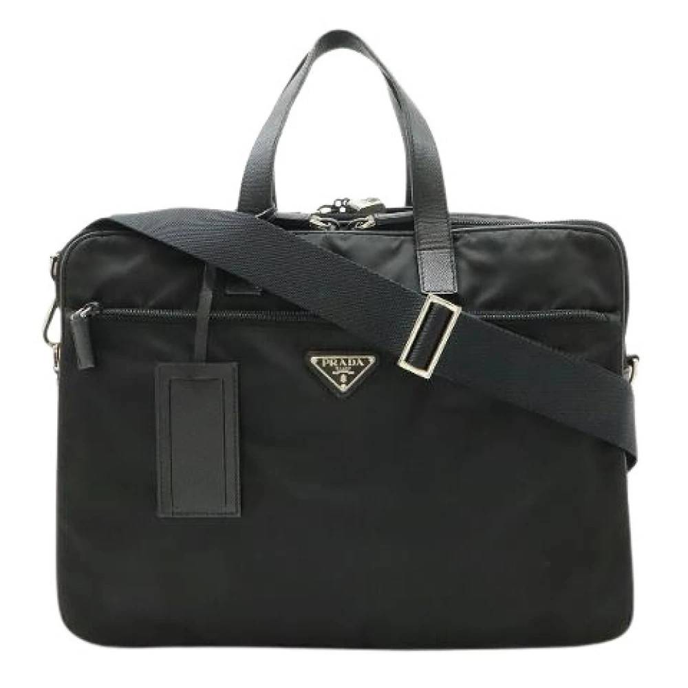 Prada Vintage Pre-owned Triangle Logo Nylon Briefcase - Vintage - unisex - Sort - ONE SIZE - Nylon