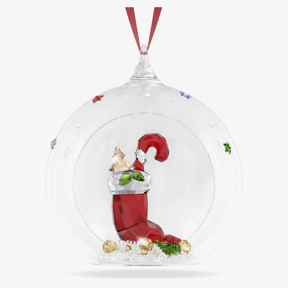Swarovski Holiday Cheers Stocking & Candy Ball Ornament 5735700 - Red