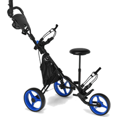 Northix 3 Wheel Golf Trolley Made Of Aluminum With Umbrella Holder Seat Folding Golf Cart Golf Caddy Blue Golfvagnar Blue - 130 cm