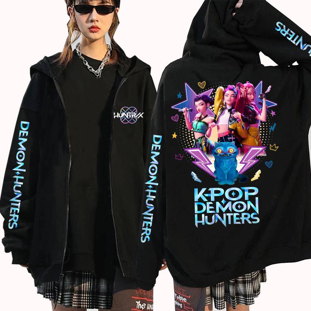 Kpop Demon Hunters Huvtröja Herr Dam Harajuku Mira Rumi Zoey Huntrix Tröja med huva Y2k Kläder Toppar cm blue