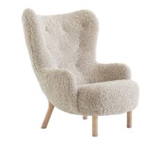&Tradition - Petra VB3, High, Sheepskin Moonlight/Oiled Oak - Lænestole - Viggo Boesen - Træ farvet - Metal/Træ/Tekstilmateriale