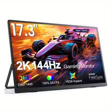 TEMU Uperfect 144hz 17.3" Portable Monitor 2k Mobile Display With 2560 X 1440 Pixels 400 Nits Ips Screen Mini Hdtv Type C For Laptop Pc Ps4/ 5 Xbo Switch Vesa Compatible
