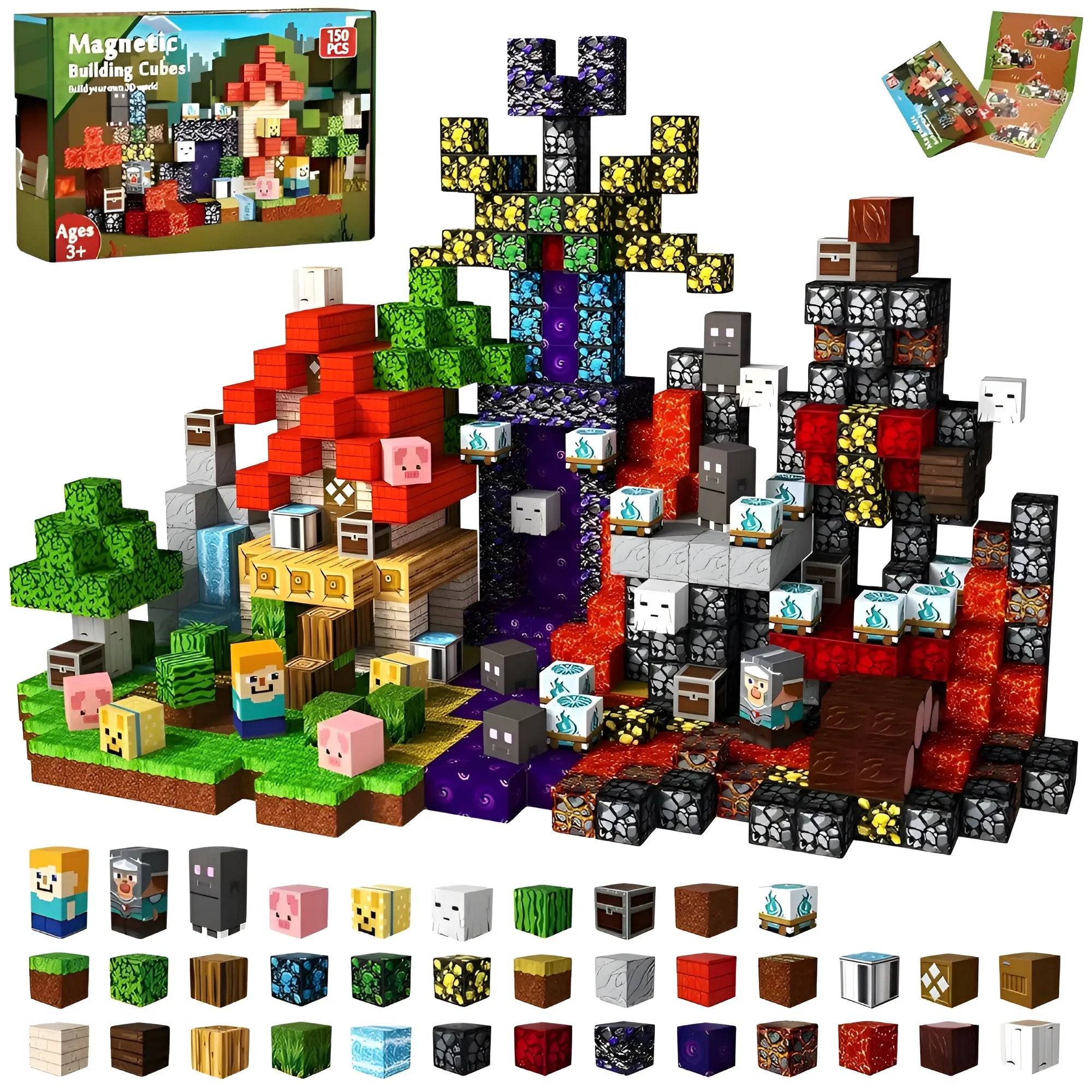 Magnetic Building Blocks 150 PCS | 2cm/0.8" | Magnet Toys for Kids | Magnetic Building Blocks Cubes | Stacking Magnets | Nether Forest