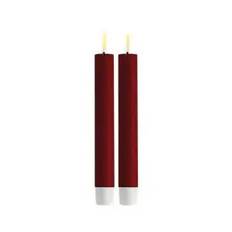 Deluxe LED Kronelys 15cm 2stk - Bordeaux