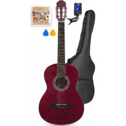 Spansk Guitar Pakke 39" - Voksen-fullsize, Akustisk (fra 12 år) Mørkerød / Alt d