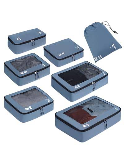 ECOHUB Packwürfel Koffer Organizer, 7-teiliges Packing Cubes Reise Set