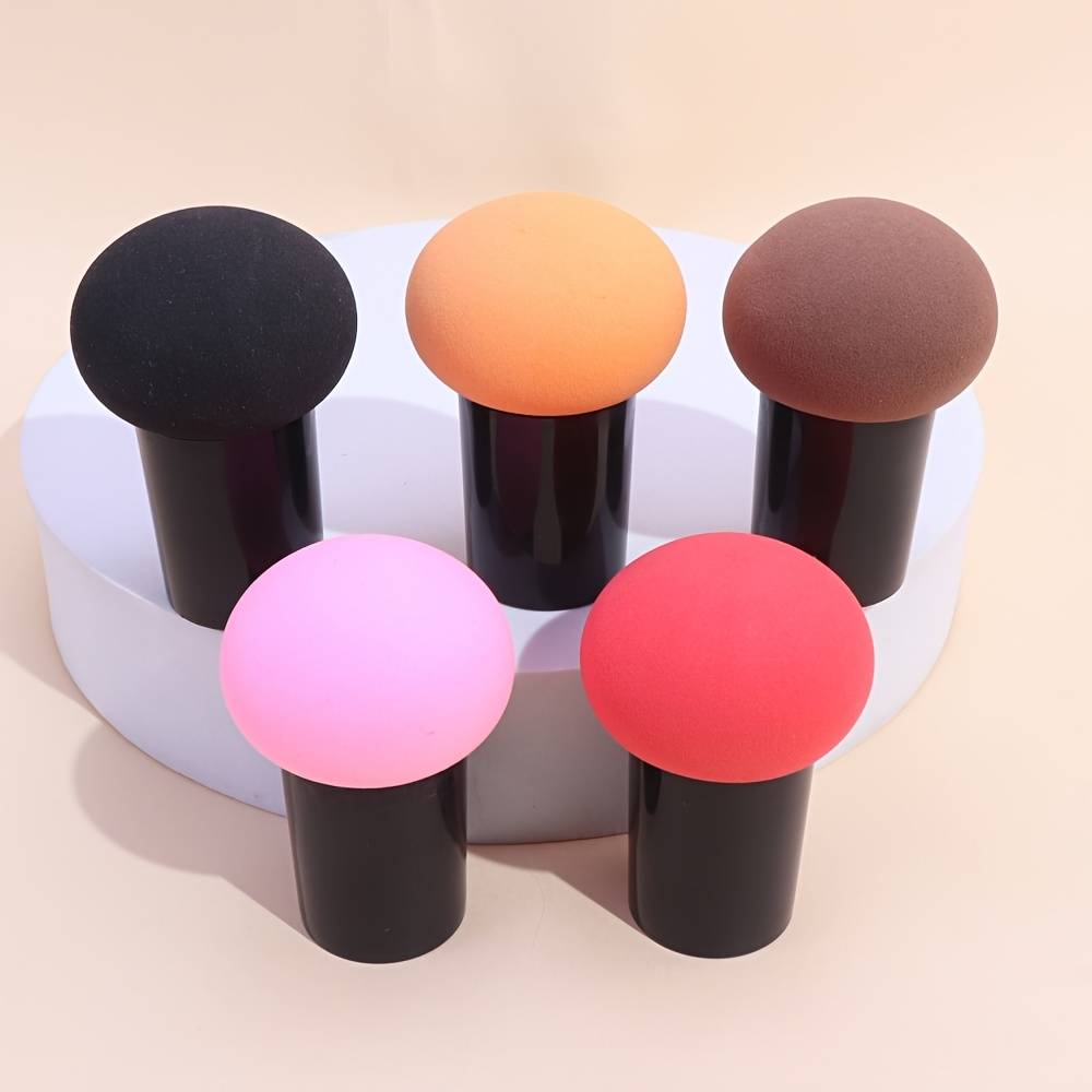 5pcs Set Mushroom Head Sponge Makeup , Beauty Blender, Cushion Bb/powder Foundation Primer, Dual-use For Wet And Dry Application, Non-absorbent Makeup Tool