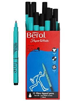 Fiberpenna BEROL Colourfine svart (12)