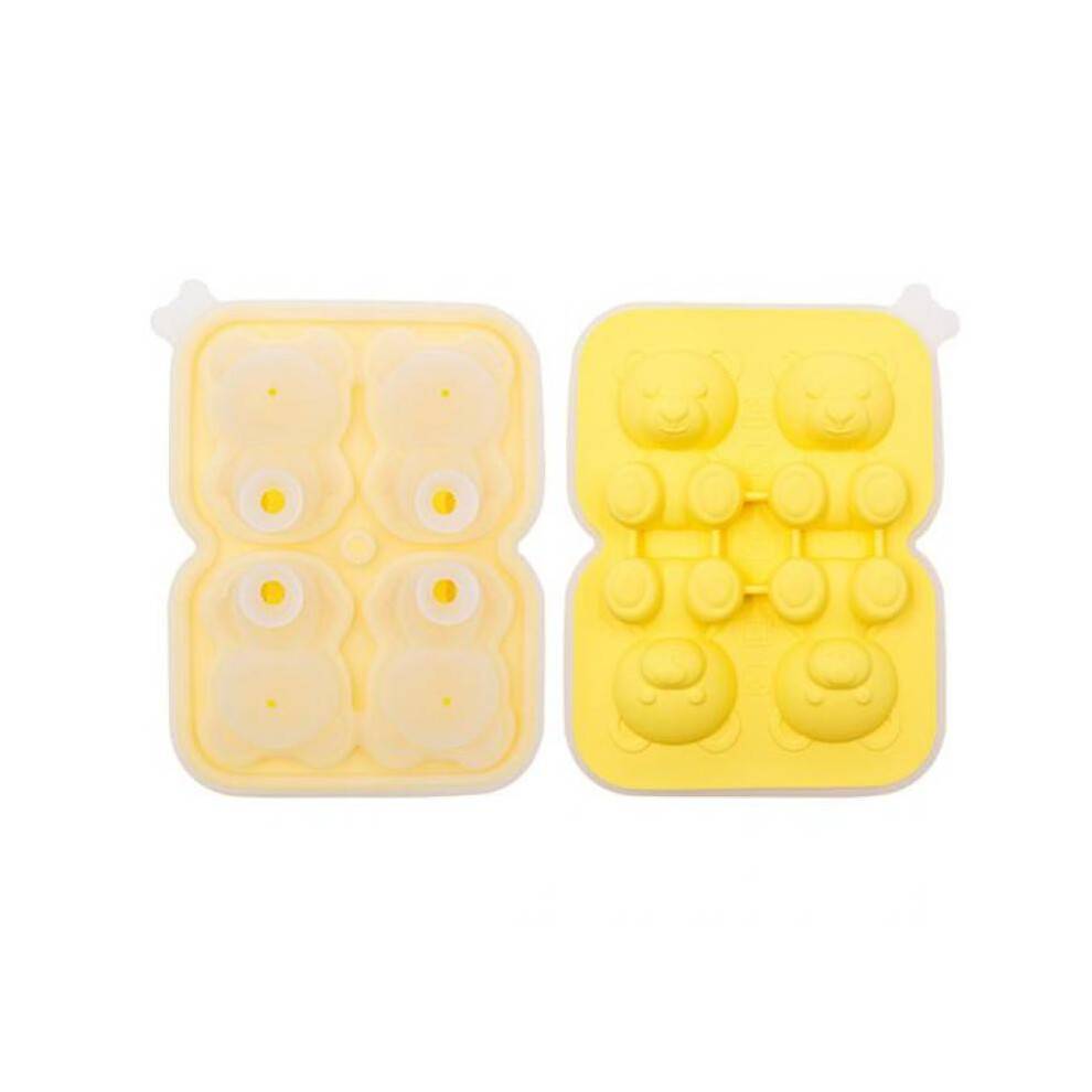 (Orange) Bear Shape Ice Cube Tray Silicone Ice Cube Maker Cute DIY Mold Reusable Kitchen Gadget