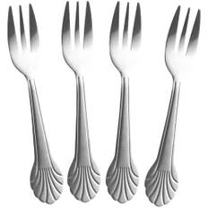 Rice Stainless Steel "Seashell" Cake Fork - Silver - Set of 4