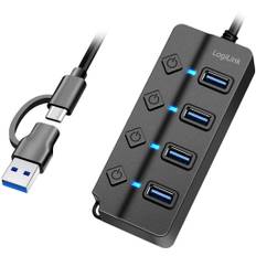 LogiLink 4xUSB-A Hub with Individual Switches - Svart/