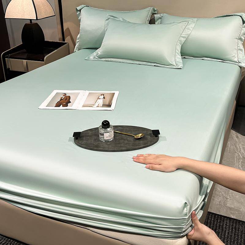 Is-silke Dra-på-lakan 90x200cm Flera Storlekar Lakan Mjuk Satin Elastisk Madrass Hem Sovrum Lakan med 360° Elastiskt Band