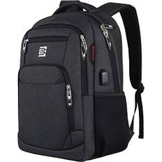 marcello Laptop ryggsäckar med USB-laddningsport män kvinnor för arbete skola universitet skolryggsäck för pojkar tonåringar med laptopfack & anti-stöld väska, svart, 15,6 Zoll