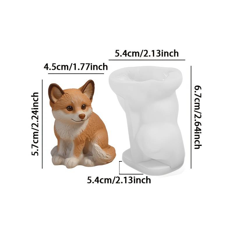 Resin Silicone Mold - 3d Sitting Fox Silicone Mold Handmade Resin Candle Cute Fox Scented Candle Gypsum Ornament Mold