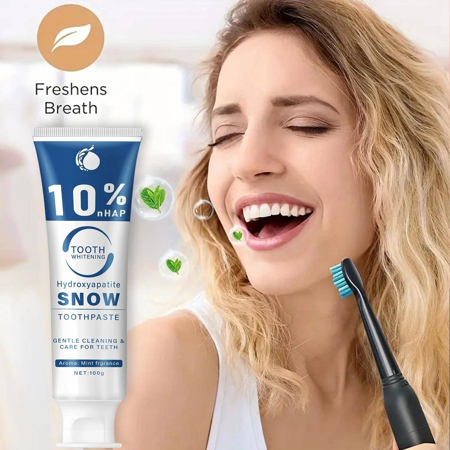 10% Nano Whitening Tandkräm, Hydroxiapatit Rengör Tänderna, Djuprengör Tänderna, Tandkräm för Fräsch Andedräkt, Hemanvändning och som Gåva till Familj