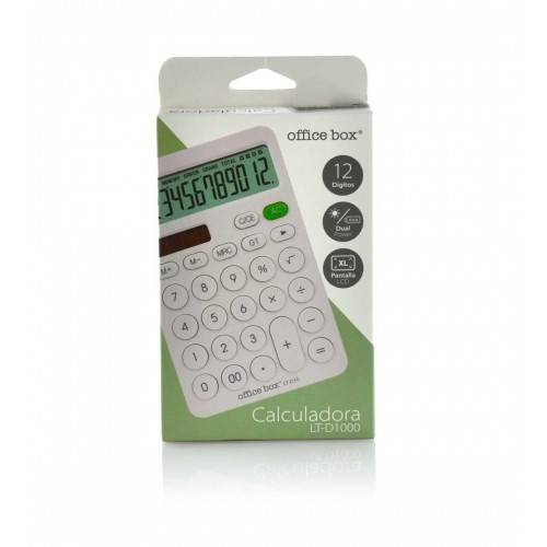 Office Box bordregner, lommeregner 12 cifre, hvid