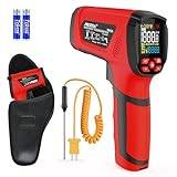 Infraröd termometer Pyrometer MESTEK 50:1 Temperaturpistol, -40 ℃ till 1600 ℃ Lasertermometer med Hög Temperatur och LCD-färg för Industriell HVAC Smidesugn Metallsmältning, Justerbar Emissivitet