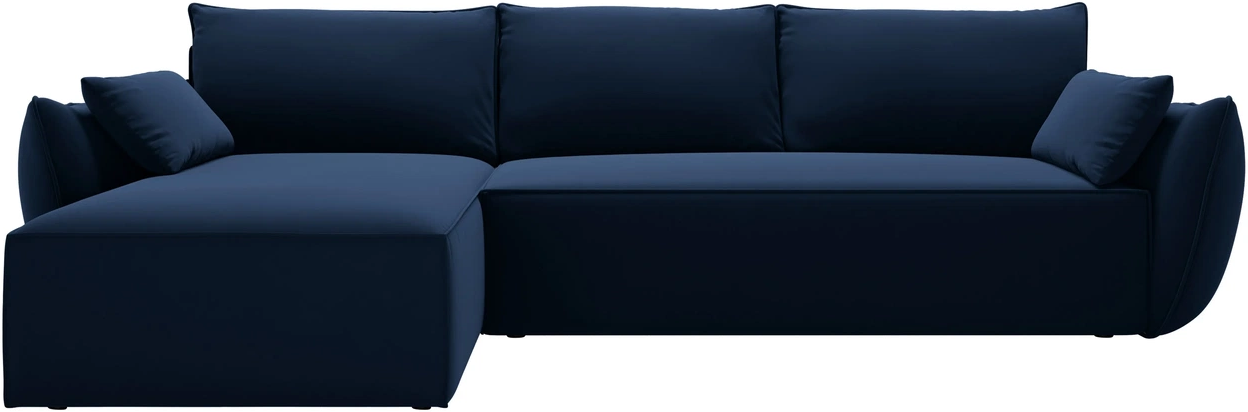 Sovesofa chaiselong Micadoni Kaelle – venstrevendt kongeblå velour, 4 pers., liggemål 125x212 cm, opbevaring