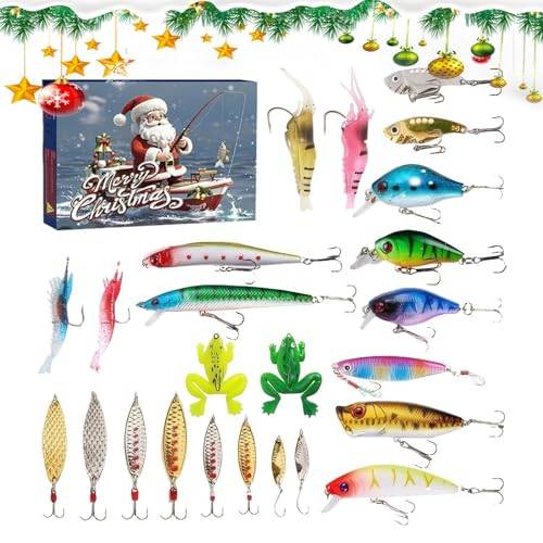 scyca Fiskebete-adventskalender, adventskalender 2024 fiskedrag, fiskbete, juladventskalender 2024 | fiskebetesset, jul nedräkningskalender för vuxna, män, tonåringar och