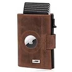 Marc Peter® Chicago läder push Air Slim Wallet – Airtag plånbok med myntfack – RFID-skydd liten miniportmonnä läder, Vintage brun, MINI MÜNZFACH MIT AIRTAG FACH, Avslappnad