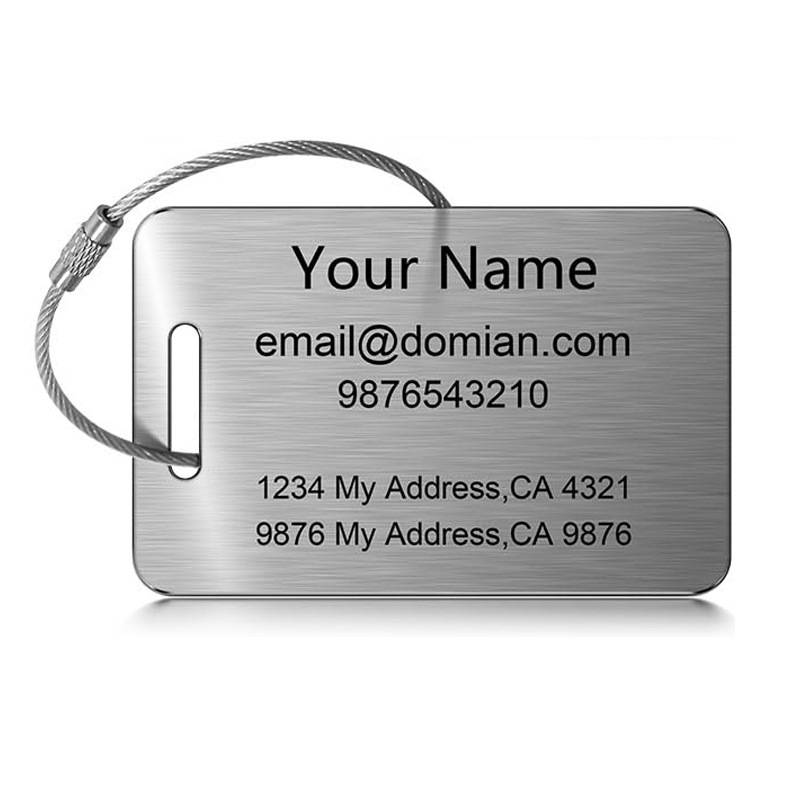 Custom Stainless Steel Tag Backpack Travel Bag Travel Card Id Tag Stainless Steel Wire Key Ring Stainless Steel Luggage Tag