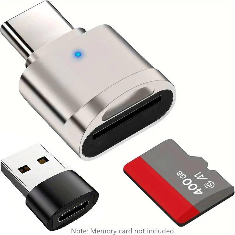 TEMU 2pcs Type C Tf Reader With Alloy Shell, Sd Card Reader With Usb C To Usb Adapter, Suitable For Laptop, Macbook, Galaxy, For Iphone 15/16/17