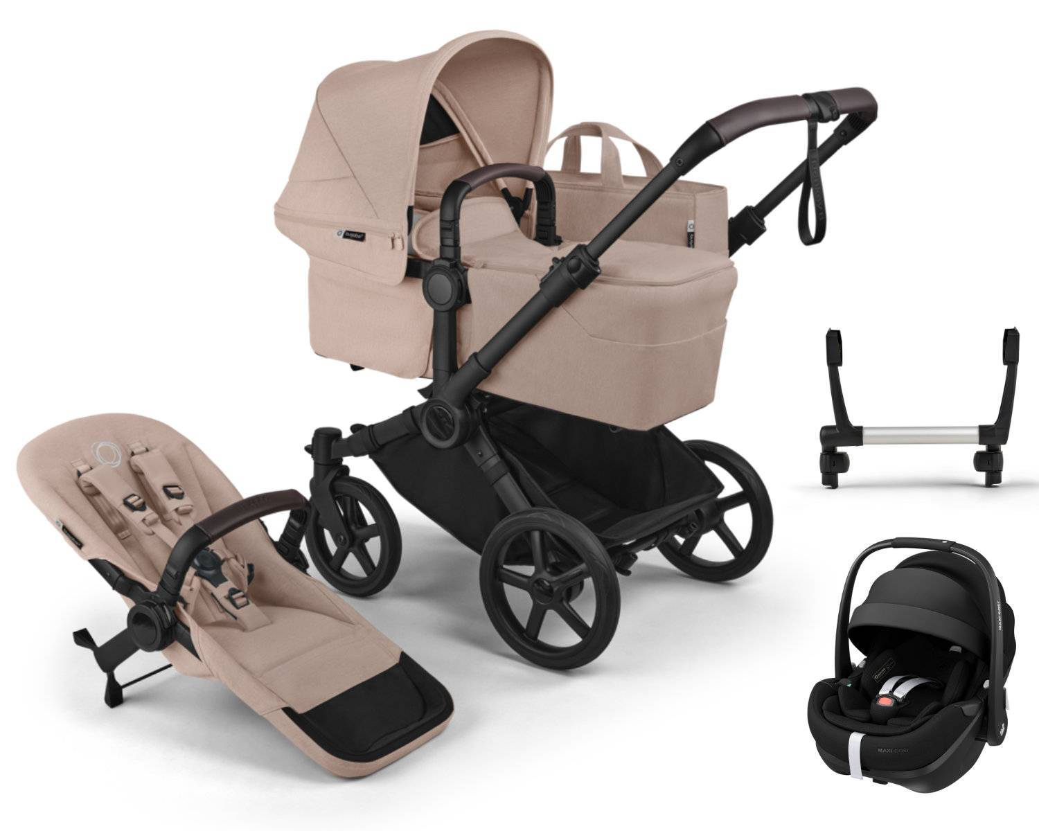 Bugaboo Donkey 6 Mono 3-in-1 incl. Maxi Cosi Pebble 360 Pro2 - Black / Desert Taupe Melange